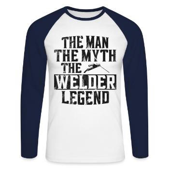 Welder Welding Dad Father Vintage - Unisex Long Sleeve Baseball T-Shirt - white/navy - Front - Nik (191cm)