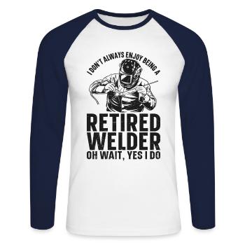 Welder Welding Retirement Vintage - Unisex Baseballshirt langarm - Weiß/Navy - Vorne - Nik (191cm)