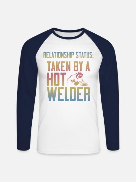 Welder Welding Girlfriend - Unisex Long Sleeve Baseball T-Shirt - white/navy