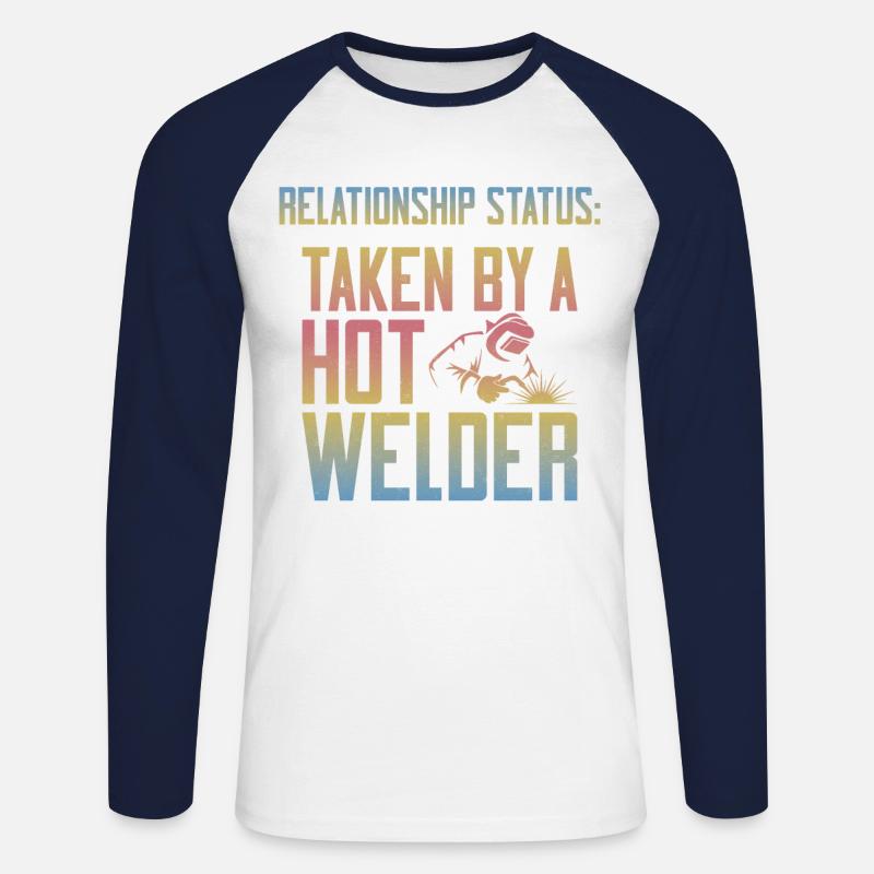 Welder Welding Girlfriend - Unisex Baseballshirt langarm - Weiß/Navy