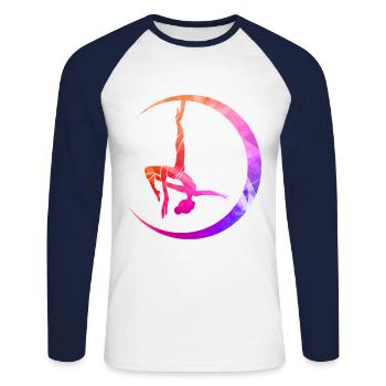 Retro Graphic Gymnast Gymnastics Acrobat Acrobatic - Unisex Baseballshirt langarm - Weiß/Navy - Vorne - Nik (191cm)