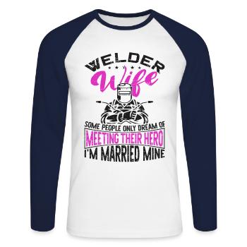 Welder Welding Marriage Wedding - Unisex Baseballshirt langarm - Weiß/Navy - Vorne - Nik (191cm)