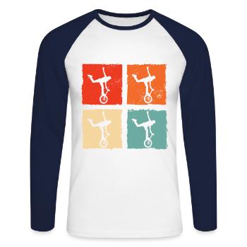 Retro Graphic Gymnast Gymnastics Acrobat Acrobatic - Unisex Baseballshirt langarm - Weiß/Navy - Vorne - Nik (191cm)