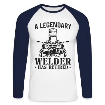 Welder Welding Retirement Vintage - Unisex Baseballshirt langarm - Weiß/Navy - Vorne - Nik (191cm)