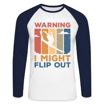 Warning I Might Flip Out Gymnastics Gymnast Acroba - Unisex Baseballshirt langarm - Weiß/Navy - Vorne - Nik (191cm)