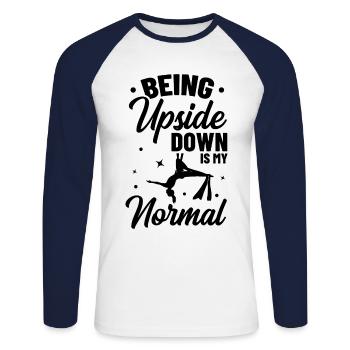 Being Upside Down Is My Normal Acrobatics Gymnasti - Unisex Baseballshirt langarm - Weiß/Navy - Vorne - Nik (191cm)
