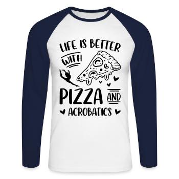 Life Is Better Upside Down Acrobatics Acrobat Gymn - Unisex Baseballshirt langarm - Weiß/Navy - Vorne - Nik (191cm)
