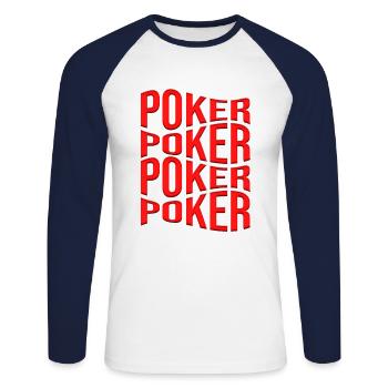 poker - Unisex Baseballshirt langarm - Weiß/Navy - Vorne - Nik (191cm)