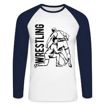 Grappling Martial Arts Wrestling - Unisex Baseballshirt langarm - Weiß/Navy - Vorne - Nik (191cm)
