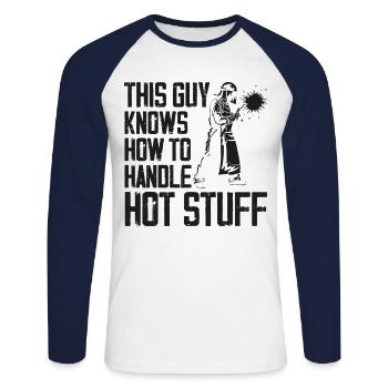 Welder Welding Vintage This Guy - Unisex Baseballshirt langarm - Weiß/Navy - Vorne - Nik (191cm)