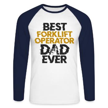 Certified Forklift Truck Operator - Unisex Baseballshirt langarm - Weiß/Navy - Vorne - Nik (191cm)