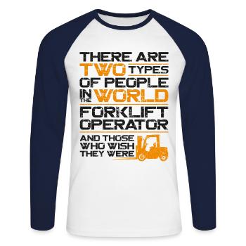 Certified Forklift Truck Operator - Unisex Baseballshirt langarm - Weiß/Navy - Vorne - Nik (191cm)