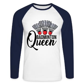 Badminton Queen Badminton Player Shuttlecock Sport - Unisex Baseballshirt langarm - Weiß/Navy - Vorne - Nik (191cm)