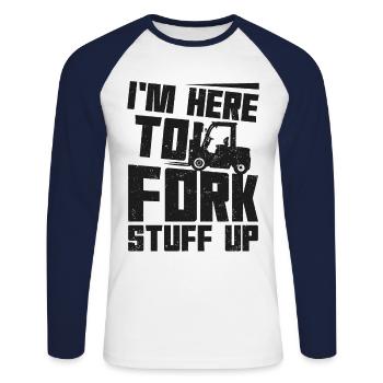 Certified Forklift Truck Operator - Unisex Long Sleeve Baseball T-Shirt - white/navy - Front - Nik (191cm)