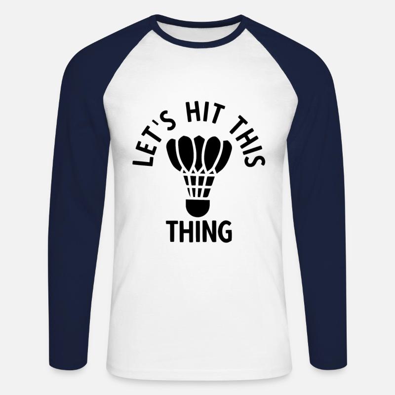 Badminton - Unisex Baseballshirt langarm - Weiß/Navy