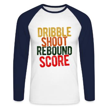 Basketball - Unisex Baseballshirt langarm - Weiß/Navy - Vorne - Nik (191cm)