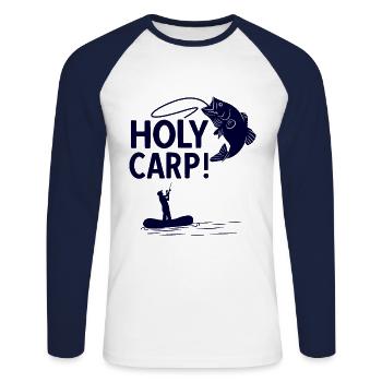 Angler Spruch zum Angeln Angel - Unisex Baseballshirt langarm - Weiß/Navy - Vorne - Nik (191cm)