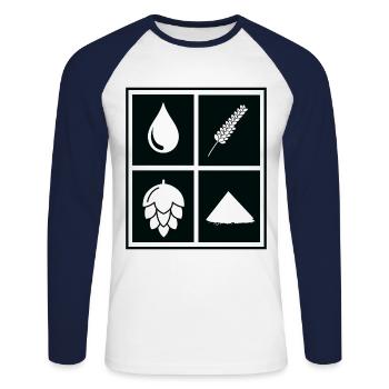 Retro Graphic Homebrewing Winemaking Brewery Craft - Unisex Baseballshirt langarm - Weiß/Navy - Vorne - Nik (191cm)