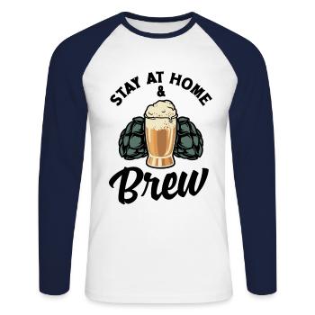 Stay At Home And Brew Homebrewing Brewery Brew Bee - Unisex Baseballshirt langarm - Weiß/Navy - Vorne - Nik (191cm)