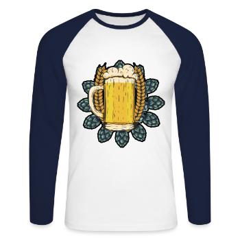 Retro Graphic Homebrewing Winemaking Brewery Craft - Unisex Baseballshirt langarm - Weiß/Navy - Vorne - Nik (191cm)