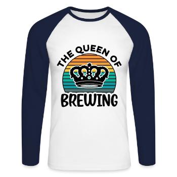 The Queen Of Brewing Homebrewing Brewery Craftbeer - Unisex Baseballshirt langarm - Weiß/Navy - Vorne - Nik (191cm)