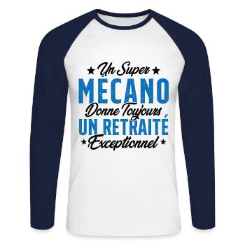 Mécano Papa Cadeau Drôle Fête Des Pères Garagiste - T-shirt baseball manches longues Homme - blanc/marine - Devant - Nik (191cm)