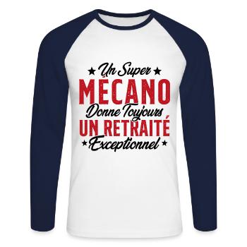 Mécano Papa Cadeau Drôle Fête Des Pères Garagiste - T-shirt baseball manches longues Homme - blanc/marine - Devant - Nik (191cm)