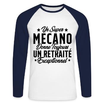 Mécano Papa Cadeau Drôle Fête Des Pères Garagiste - T-shirt baseball manches longues Homme - blanc/marine - Devant - Nik (191cm)