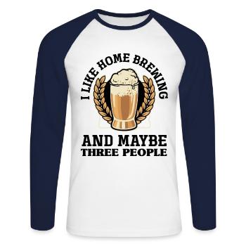 I Like Homebrewing And Maybe Three People Homebrew - Unisex Baseballshirt langarm - Weiß/Navy - Vorne - Nik (191cm)
