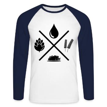 Retro Graphic Homebrewing Winemaking Brewery Craft - Unisex Baseballshirt langarm - Weiß/Navy - Vorne - Nik (191cm)