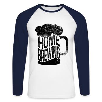 Retro Graphic Homebrewing Winemaking Brewery Craft - Unisex Baseballshirt langarm - Weiß/Navy - Vorne - Nik (191cm)