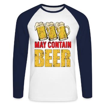 May Contain Beer Homebrewing Craftbeer Brewery Bre - Unisex Baseballshirt langarm - Weiß/Navy - Vorne - Nik (191cm)