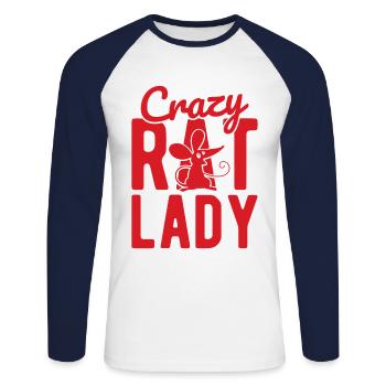 Nagetier Maus Ratte - Unisex Baseballshirt langarm - Weiß/Navy - Vorne - Nik (191cm)
