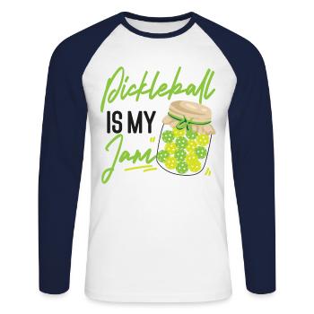 Pickleball Pickleball Is My Jam - Unisex Long Sleeve Baseball T-Shirt - white/navy - Front - Nik (191cm)