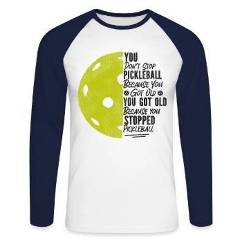 Pickleball Grandma Grandpa Vintage - Unisex Long Sleeve Baseball T-Shirt - white/navy - Front - Nik (191cm)