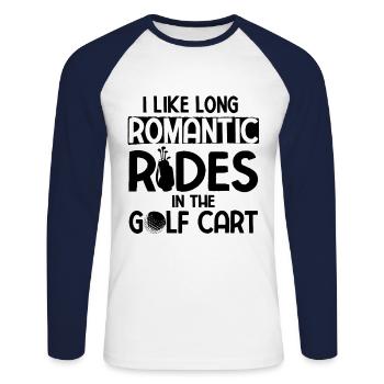 Golfplatz zum Golfen Golf - Unisex Baseballshirt langarm - Weiß/Navy - Vorne - Nik (191cm)