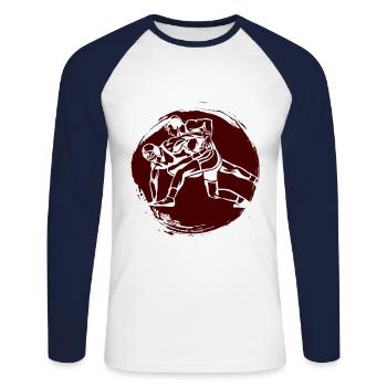 Grappling Martial Arts Wrestling - Unisex Baseballshirt langarm - Weiß/Navy - Vorne - Nik (191cm)