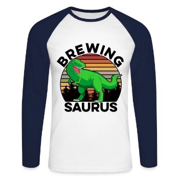 Saurus Graphic Homebrewing Winemaking Brewery Craf - Unisex Baseballshirt langarm - Weiß/Navy - Vorne - Nik (191cm)