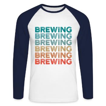 Retro Graphic Homebrewing Winemaking Brewery Craft - Unisex Baseballshirt langarm - Weiß/Navy - Vorne - Nik (191cm)