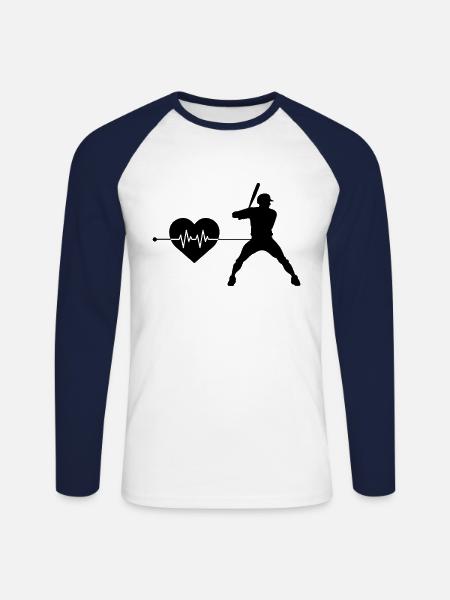 Baseball Herzschlag - Unisex Baseballshirt langarm - Weiß/Navy