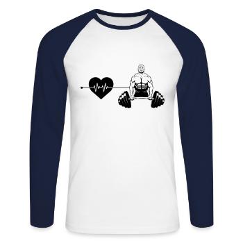 Rythme cardiaque de musculation - T-shirt baseball manches longues Homme - blanc/marine - Devant - Nik (191cm)