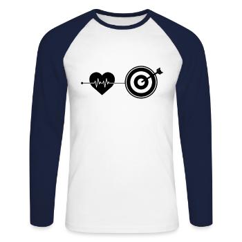 Battements de cœur de fléchettes - T-shirt baseball manches longues Homme - blanc/marine - Devant - Nik (191cm)
