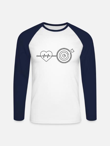 Dart Herzschlag - Unisex Baseballshirt langarm - Weiß/Navy
