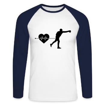 Battement de cœur de boxe - T-shirt baseball manches longues Homme - blanc/marine - Devant - Nik (191cm)
