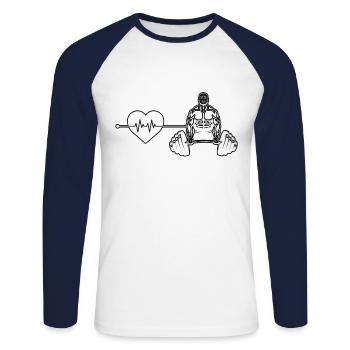 Rythme cardiaque de musculation - T-shirt baseball manches longues Homme - blanc/marine - Devant - Nik (191cm)