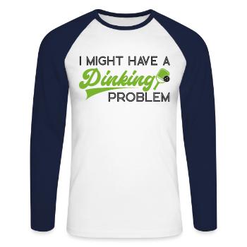 Pickleball Pun I Might Have A - Unisex Long Sleeve Baseball T-Shirt - white/navy - Front - Nik (191cm)