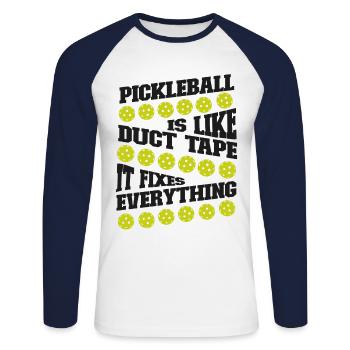 Pickleball Pickleball Is Like Duct - Unisex Long Sleeve Baseball T-Shirt - white/navy - Front - Nik (191cm)