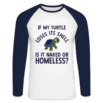 Schildkröten - Unisex Baseballshirt langarm - Weiß/Navy - Vorne - Nik (191cm)