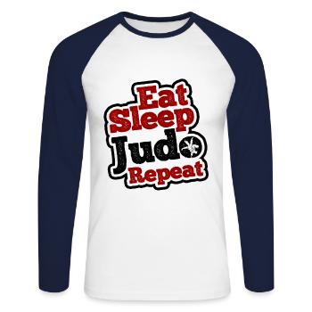 Japanischer Kampfsport Judo - Unisex Baseballshirt langarm - Weiß/Navy - Vorne - Nik (191cm)