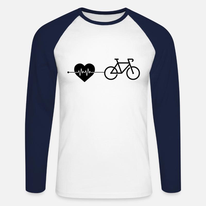 Fahrrad Herzschlag - Unisex Baseballshirt langarm - Weiß/Navy